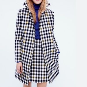 J. Crew Oxford Check Wool Pea Coat Size 10 EUC